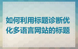 如何利用标题诊断优化多语言网站的标题