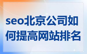 seo北京公司如何提高网站排名