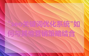 "seo关键词优化系统"如何与其他营销策略结合