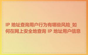IP 地址查询用户行为有哪些风险_如何在网上安全地查询 IP 地址用户信息