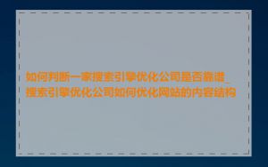 如何判断一家搜索引擎优化公司是否靠谱_搜索引擎优化公司如何优化网站的内容结构