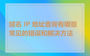 域名 IP 地址查询有哪些常见的错误和解决方法