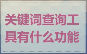 关键词查询工具有什么功能