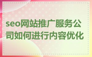 seo网站推广服务公司如何进行内容优化