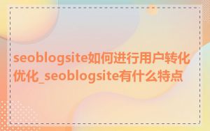 seoblogsite如何进行用户转化优化_seoblogsite有什么特点