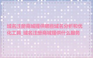 域名注册商城提供哪些域名分析和优化工具_域名注册商城提供什么服务