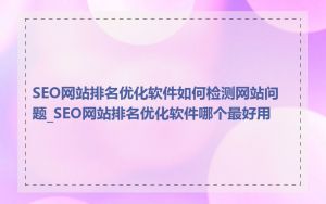 SEO网站排名优化软件如何检测网站问题_SEO网站排名优化软件哪个最好用