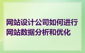 网站设计公司如何进行网站数据分析和优化