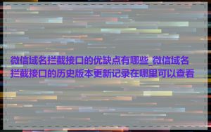 微信域名拦截接口的优缺点有哪些_微信域名拦截接口的历史版本更新记录在哪里可以查看