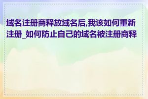 域名注册商释放域名后,我该如何重新注册_如何防止自己的域名被注册商释放
