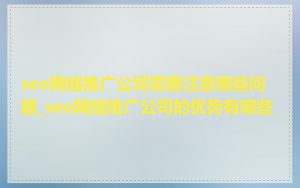 seo网络推广公司需要注意哪些问题_seo网络推广公司的优势有哪些