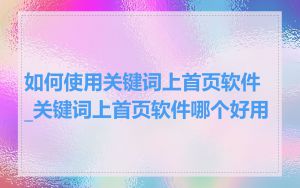 如何使用关键词上首页软件_关键词上首页软件哪个好用