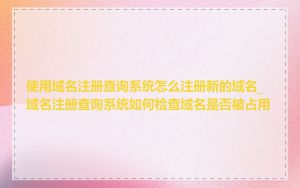 使用域名注册查询系统怎么注册新的域名_域名注册查询系统如何检查域名是否被占用