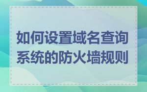 如何设置域名查询系统的防火墙规则