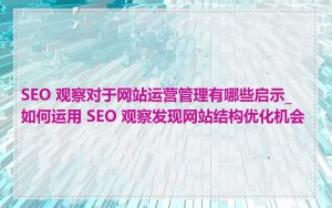 SEO 观察对于网站运营管理有哪些启示_如何运用 SEO 观察发现网站结构优化机会