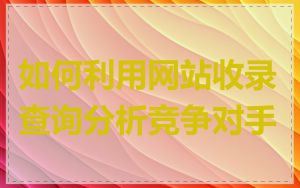 如何利用网站收录查询分析竞争对手