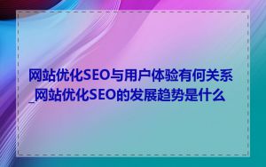 网站优化SEO与用户体验有何关系_网站优化SEO的发展趋势是什么