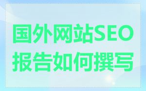 国外网站SEO报告如何撰写