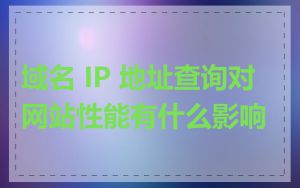 域名 IP 地址查询对网站性能有什么影响