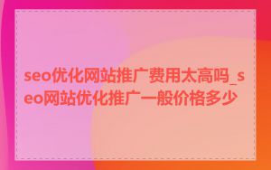 seo优化网站推广费用太高吗_seo网站优化推广一般价格多少