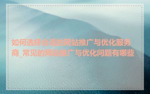 如何选择合适的网站推广与优化服务商_常见的网站推广与优化问题有哪些