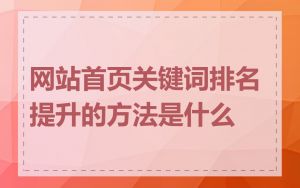 网站首页关键词排名提升的方法是什么