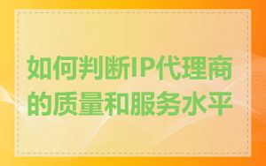 如何判断IP代理商的质量和服务水平