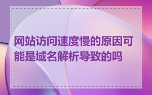 网站访问速度慢的原因可能是域名解析导致的吗