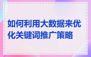 如何利用大数据来优化关键词推广策略