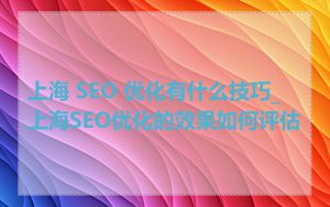 上海 SEO 优化有什么技巧_上海SEO优化的效果如何评估