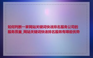 如何判断一家网站关键词快速排名服务公司的服务质量_网站关键词快速排名服务有哪些优势