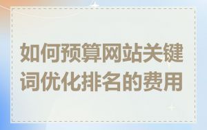如何预算网站关键词优化排名的费用