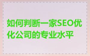 如何判断一家SEO优化公司的专业水平