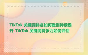 TikTok 关键词排名如何做到持续提升_TikTok 关键词竞争力如何评估