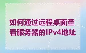 如何通过远程桌面查看服务器的IPv4地址