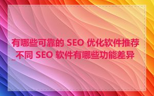 有哪些可靠的 SEO 优化软件推荐_不同 SEO 软件有哪些功能差异