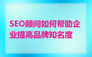 SEO顾问如何帮助企业提高品牌知名度