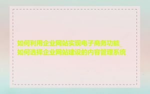 如何利用企业网站实现电子商务功能_如何选择企业网站建设的内容管理系统