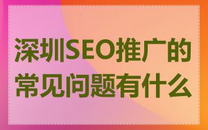 深圳SEO推广的常见问题有什么