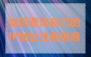如何查询自己的IP地址注册信息