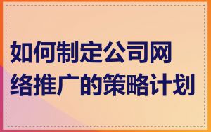 如何制定公司网络推广的策略计划