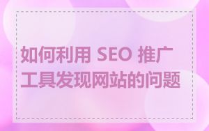如何利用 SEO 推广工具发现网站的问题
