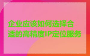 企业应该如何选择合适的高精度IP定位服务