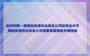 如何判断一家网站快速优化排名公司的专业水平_网站快速优化排名公司需要掌握哪些关键技能
