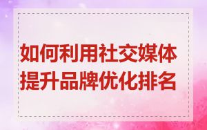 如何利用社交媒体提升品牌优化排名