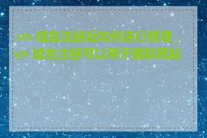 .vn 域名注册后如何进行管理_.vn 域名注册可以用于国际网站吗
