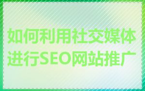 如何利用社交媒体进行SEO网站推广