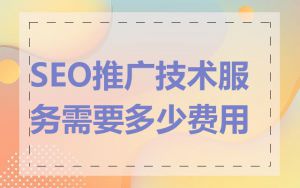 SEO推广技术服务需要多少费用
