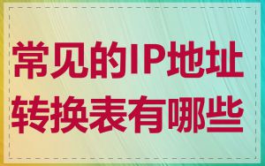 常见的IP地址转换表有哪些