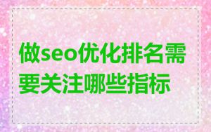 做seo优化排名需要关注哪些指标